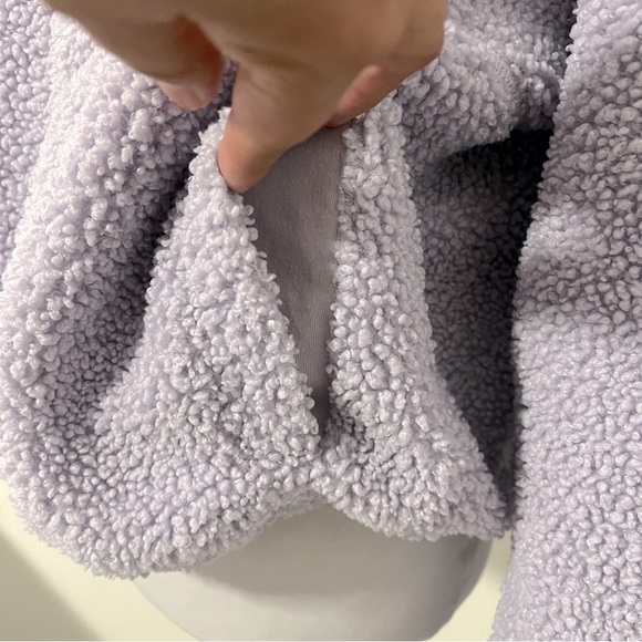 Old Navy Women’ Crop Sherpa Quarter Zip Size Small Lavender Purple Spread Collar - Picture 4 of 12